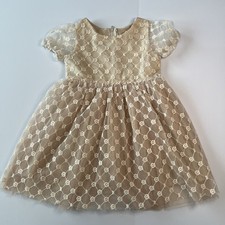 Popatu Toddler Party Wedding Dress Champagne Tulle Flower Size 4T
