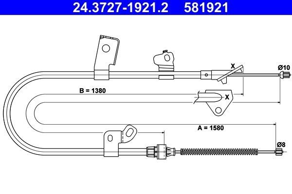 Seilzug Feststellbremse Hinten Links Ate 243727 19212 FÜR Toyota Handbremsseil-image