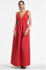 NWT Sachin & Babi Red Katrina Gown Dress Size 8 Sleeveless Bow Back Gem Detail