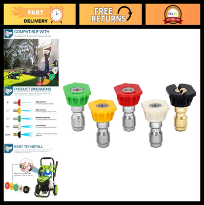 #ad 2000 PSI Pressure Washer Nozzles Set of 5 1 4quot; Quick Connect Compatible with M $31.49