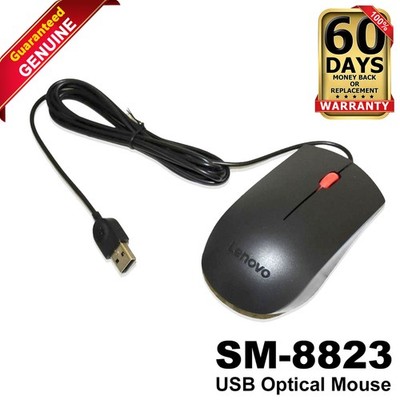 Lot Of 2 Lenovo Essential Mouse SM-8823 Wired USB Type-A Optical 1600 DPI Black