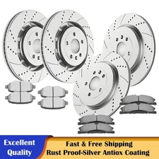 Front Rear Slotted Rotors Brake Disc Pads Fit Ford Explorer Flex Lincoln MKS MKT