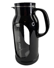 Delove 68 oz/2 Liter Glass Pitcher with Shatterproof Shell Heat Black VERY NICE