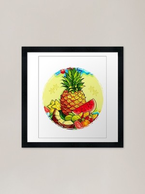 HAWAII FRUIT PUNCH - Pineapple Lo gerahmtes Wandbild Poster Leinwanddruck Bild