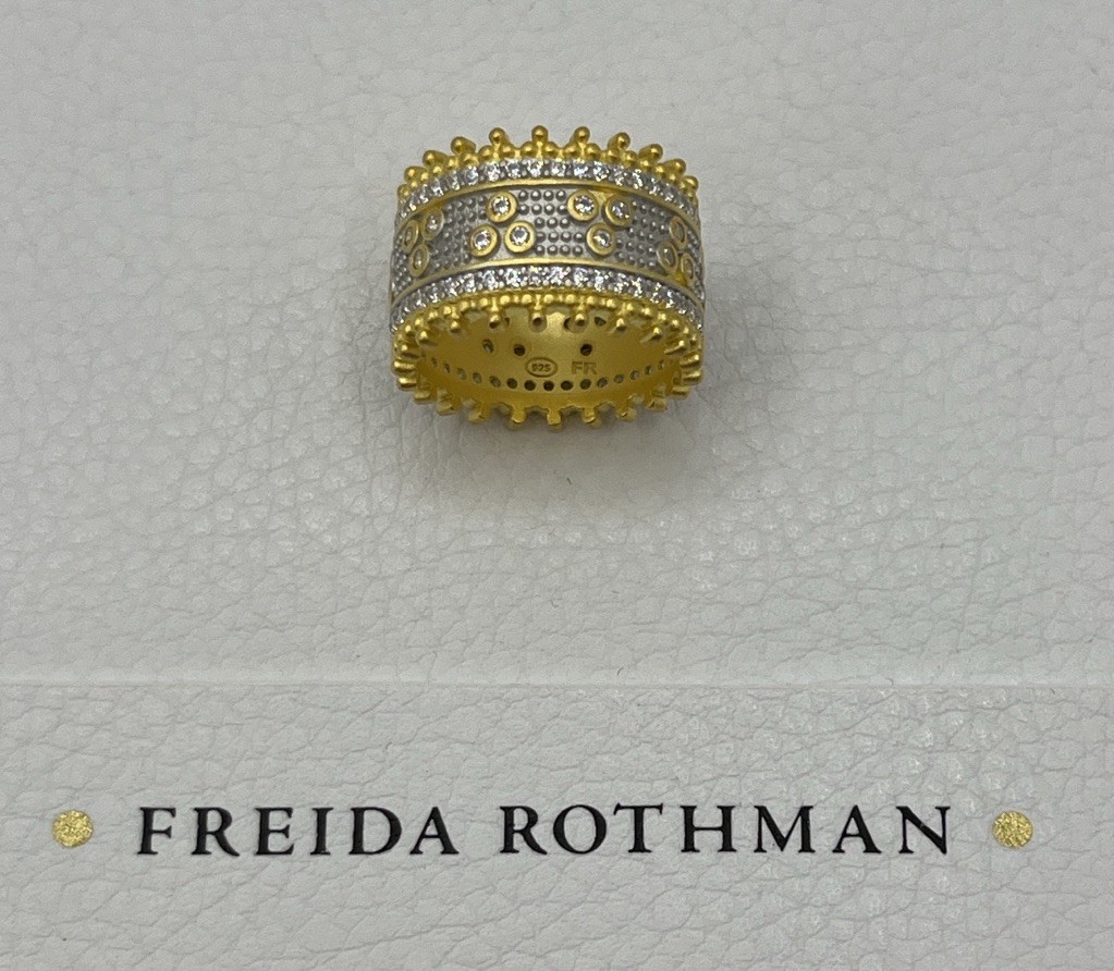 Freida Rothman Gold & Silver Brooklyn In Bloom Clover Cigar Band Ring Size 5