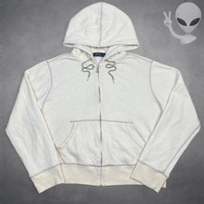 Polo Ralph Lauren Womens Cream White Zip Up Hoodie Exposed Contrast Stitch S