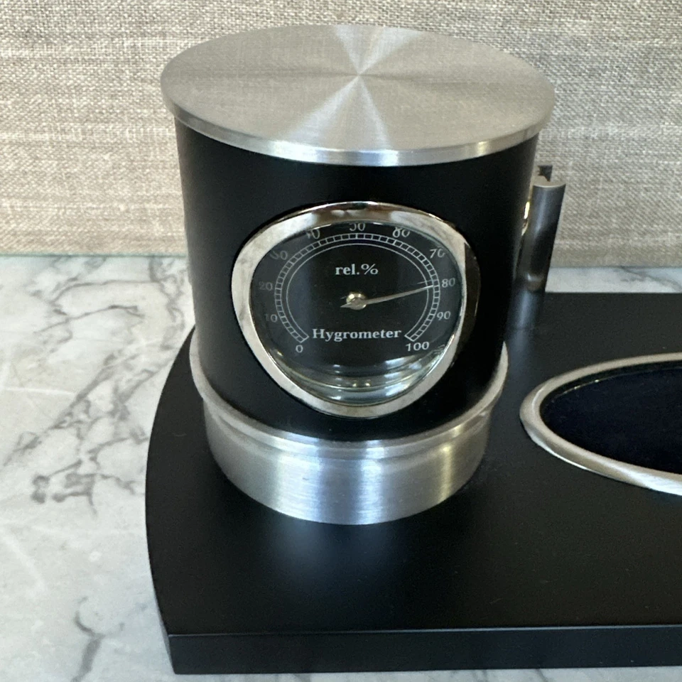 Movado Card Holder Rotating Clock Thermometer Hygrometer Pen Desk Set W/ Box - Image 3 of 4