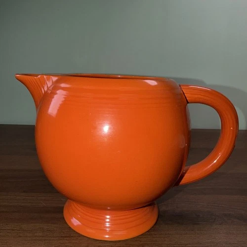 VTG Homer Laughlin FIESTAWARE Ice Lip Pitcher Red Orange 1936-1942 ~ Crack/Chip