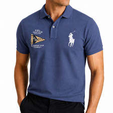 Polo Ralph Lauren Men's Custom Fit Polo Shirt Size L Navy Blue Yacht Club