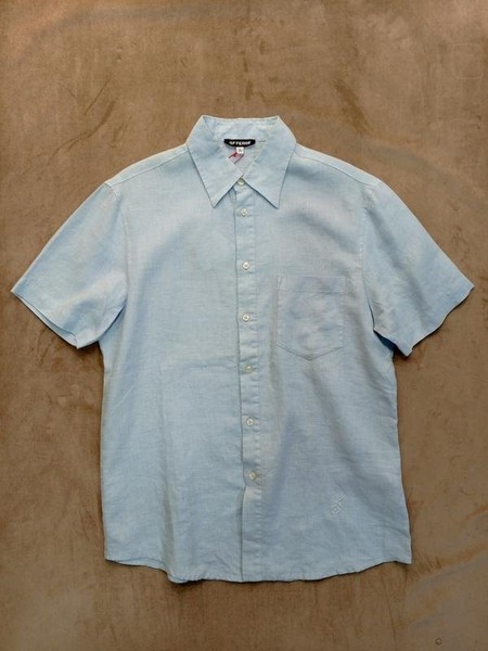 Men Gianfranco Ferre Polo Shirt Blue Linen 40 /L /