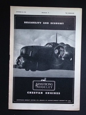 Original Werbung 1940 - Armstrong Siddeley Cheetah Flugzeugmotoren