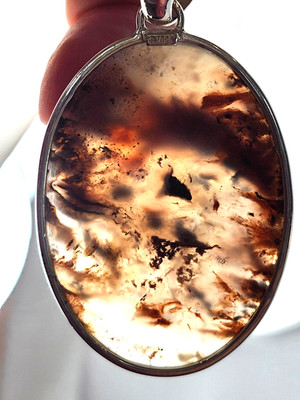 Fire Quartz 38x52mm Oval Sterling Silver Pendant 8040B