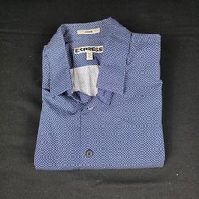 EXPRESS Casual Button-Down Shirt Men's Blue L Large Cotton Fitted