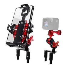 Metal Motorcycle Phone Mount Holder with Action Camera Mount, Red Pro