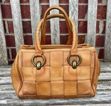American Angel Vintage Brown Leather Woven Satchel Handbag Purse