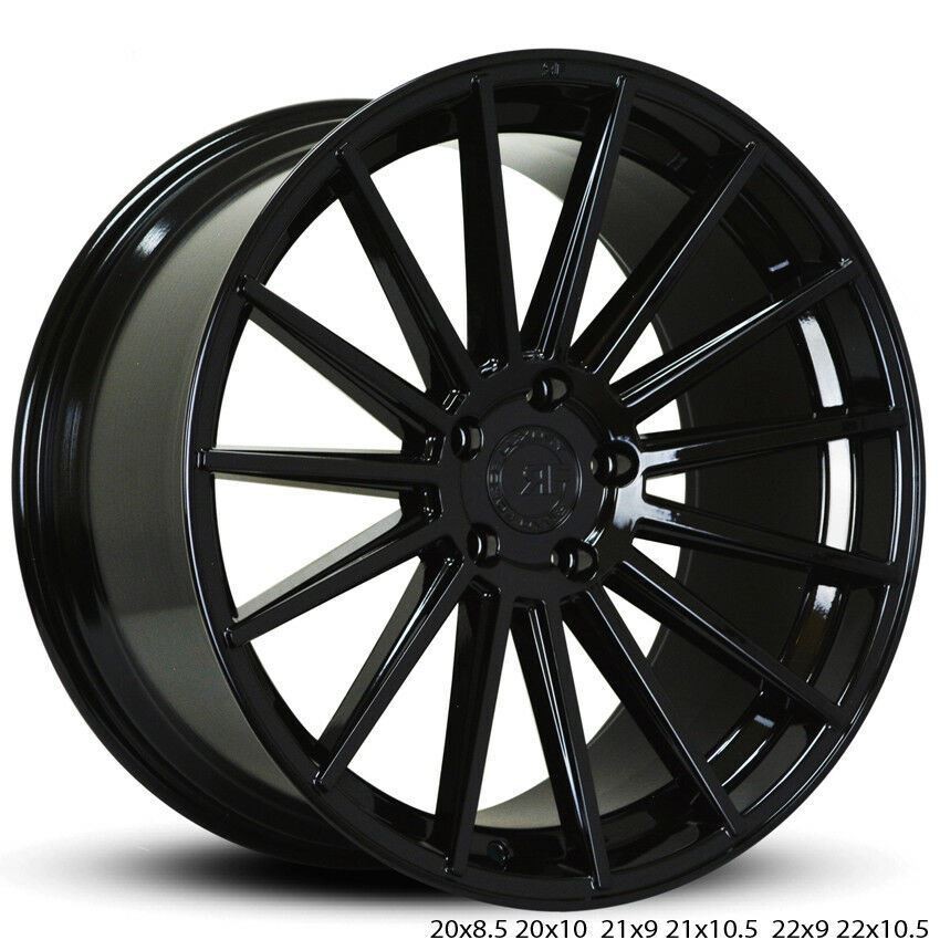 22-inch Bentley Continental GT GTC Spur GTR-F15 Wheels Gloss Black 5x112 Lugs