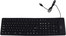 Tastiera USB Avvolgente, Piatta, 109 Tasti, Silenziosa, in Silicone, Portatile, 