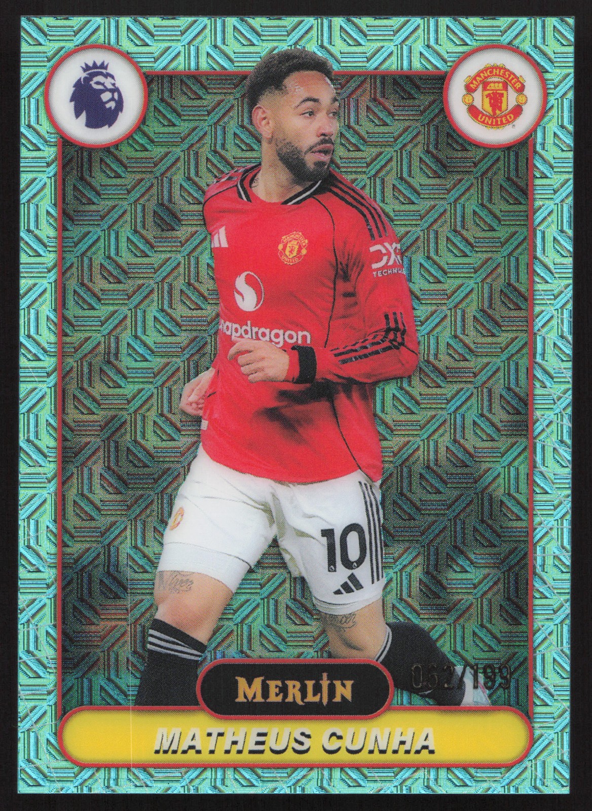 2026 Merlin Premier League #133 Matheus Cunha Aqua Mojo Refractor #/199