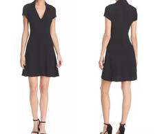 Theory Rosina Crepe Navy Blue Easy Day Dress Short Sleeve Size 8 NWT