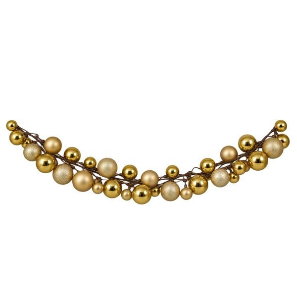 Mica Decorations Weihnachtsgirlande Gold 180 Cm - Girlande Mit Weihnachtskugeln-image