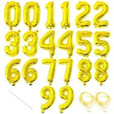 20 Pieces 2 Sets of 16 Inch Gold Number 0-9 Balloons   Foil Mylar Balloons fo...