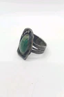 Vintage Native American Green Turquoise Sterling Silver  Men's Ring - Size 15
