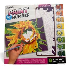 ArtSkills Paint by Number Kit Sunflower 8 Vibrant Paint Colors Canvas Brush