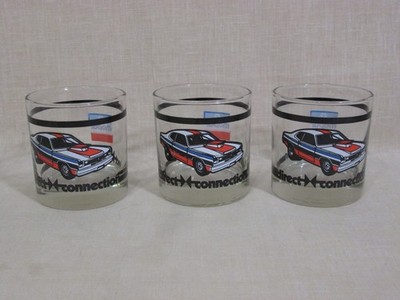 VINTAGE 1970's - MOPAR ''DIRECT CONNECTION''   3  LOWBALL WHISKEY DRINKING GLASSES