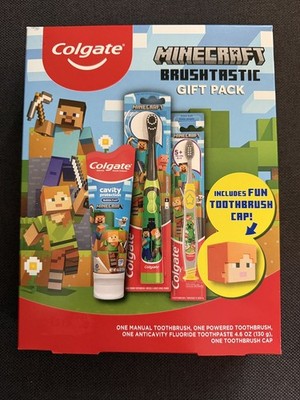 Colgate Minecraft Brush3pc Gift Pack W/Electric Toothbrush Exp 7/2027