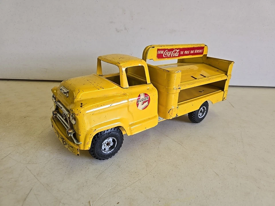 Camión de reparto Buddy L GMC 550 Coca Cola vintage de acero prensado Moline de 15" Foto 3 de 4