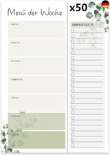Essensplaner, 50 Menüplaner mit Einkaufsliste zum Abtrennen, Einkaufsliste ? 