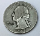 1941. 90% Silver  Washington, Quarter  Circulated
