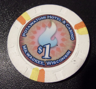 POTAWATOMI INDIAN CASINO $1 gaming poker chip Milwaukee Wisconsin