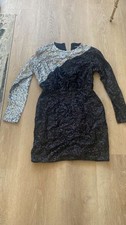 Express Sequin Geometric Dolman Dress Black Grey Size S
