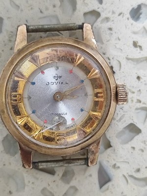 VINTAGE JOVIAL LADY  Watch cal fef 6670 Gold Paletd Work & Stop Used