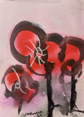 HASWORLD ORIGINAL Kunst Blumen Abstrakter Expressionismus Gemälde Rohimpressionismus