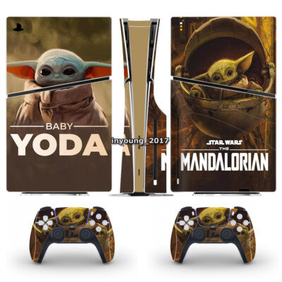Skin Sticker fur PS5 Slim Disc Version Konsole Controllers Star Wars Yoda Baby