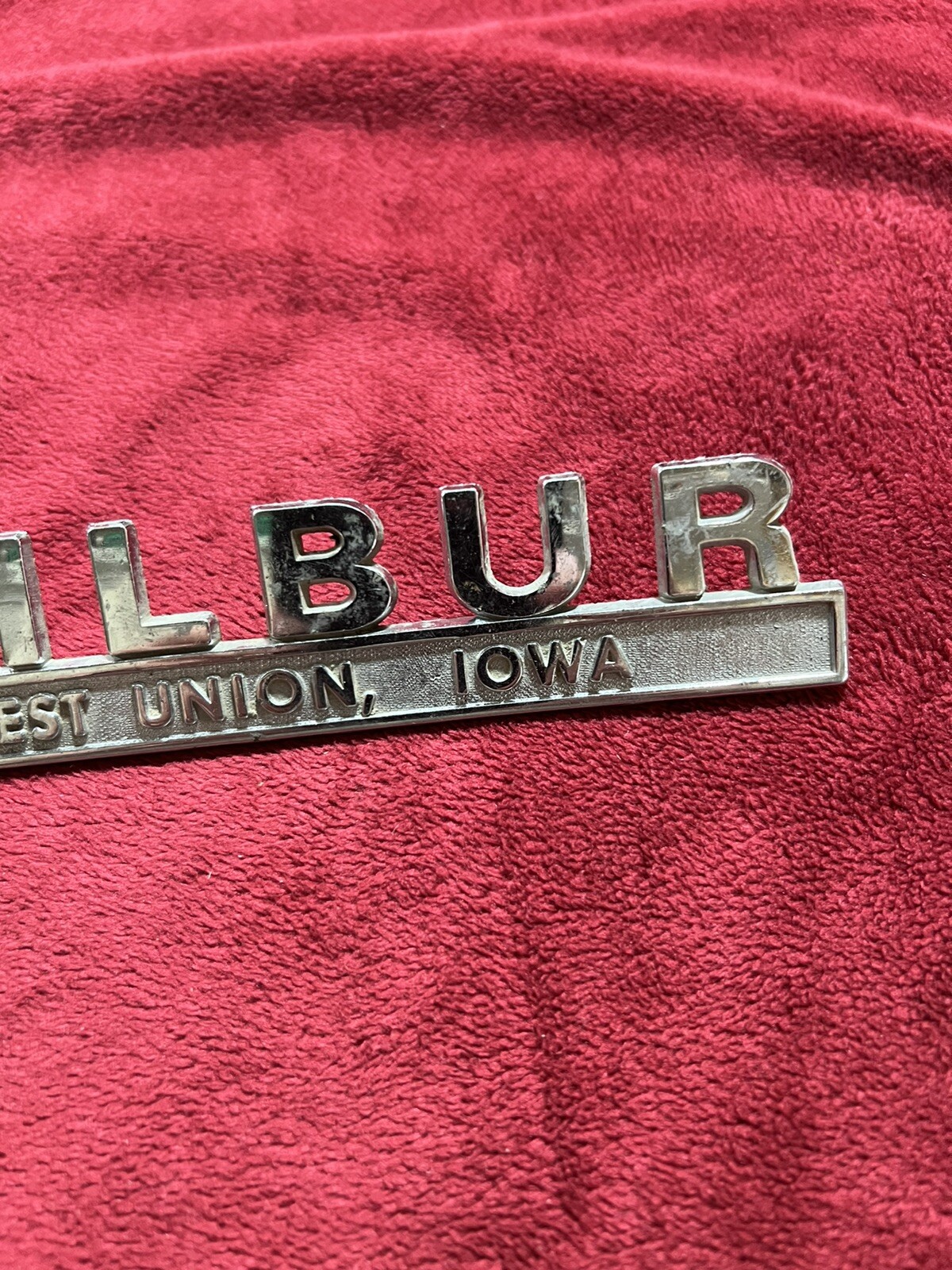Vintage Car Auto Dealer Chrome Emblem from Wilbur Ford in West Union