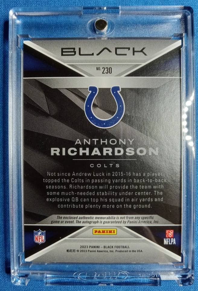 2023 Panini Black Anthony Richardson /50 AU RC ROOKIE PATCH AUTO Cistern #23 - Image 4 of 4