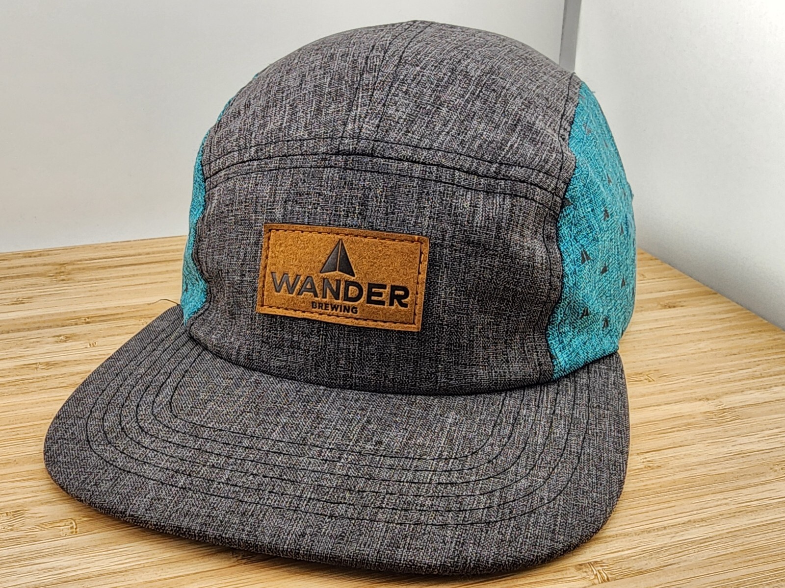 Wander Brewing 5 Panel Hat, Leather Patch, Heathe… - image 1