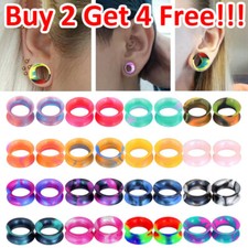 2PCS SILICONE EAR TUNNELS PLUGS-SOFT THIN EAR SKIN-PEARSCENT EAR GAUGE STRETCHER