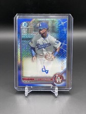 2022 Bowman Chrome Eddys Leonard # 001/150 Blue Mojo Auto Mega BMA-EL Dodgers A6