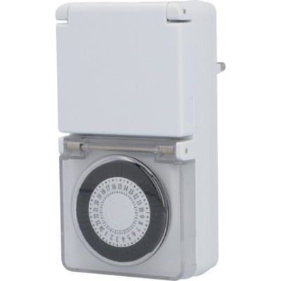 Unitec Tageszeitschaltuhr analog mini Außensteckdose Berührungsschutz IP44 weiss