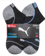 PUMA Ladies' No Show Sock, 10-pair, Black, Fits Shoe Size 5-9.5