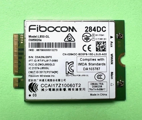 Dell WWAN DW5820e Fibocom L850-GL  LTE 450Mbit MDM 4G HF  284DC  0284DC