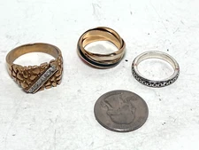 Gold Silver Tone Nugget Red White Blue Enamel Lot Ring Size 7 13.5 R112