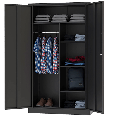 Metal Clothing Storage Locker,Steel Wardrobe Cabinets with Shelves and Closet 72 - Picture 2 of 9