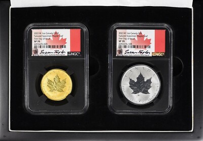 Canada 2021 W 50$ Burnished Gold Maple Leaf 1oz Gold Coin NGC SP