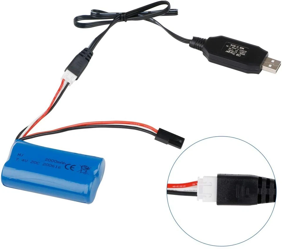 8x Li-ion Akku 7,4v 2000mah Batterie 2p Stecker Mjx T640 F39 F49 T39 Rc Syma 822 - Bild 3 von 4