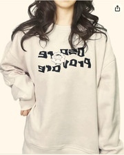Women's Casual Very Oversized Sheep Fleece Crew Neck Apricot Sweatshirt - M